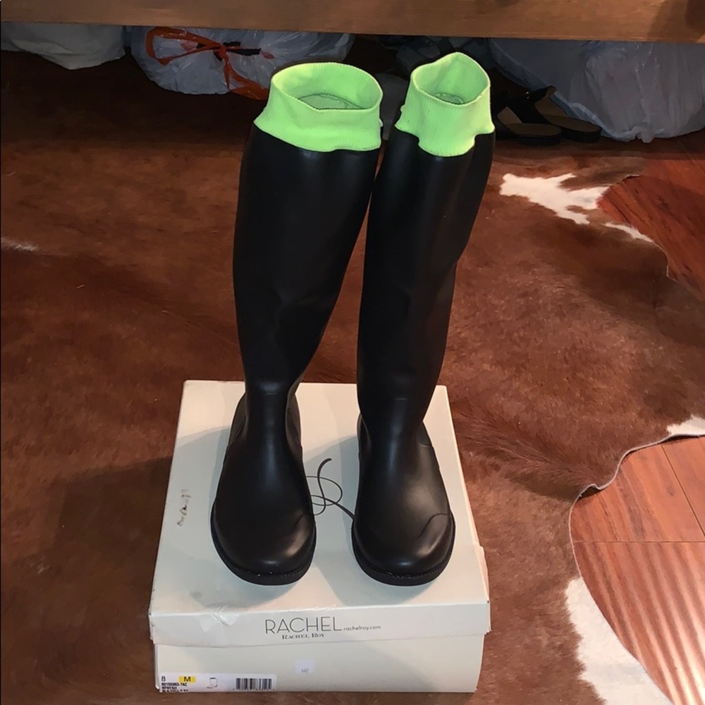 Black Rachel Roy rainboots (galoshes)